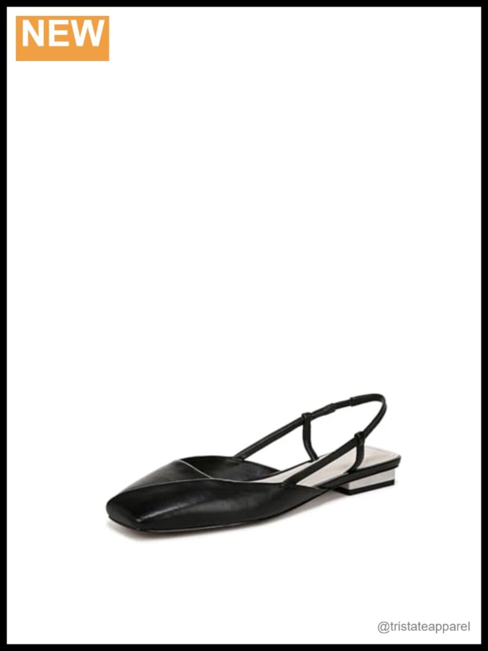 Leather Slingback Flats with Sculptural Heel & Square Toe